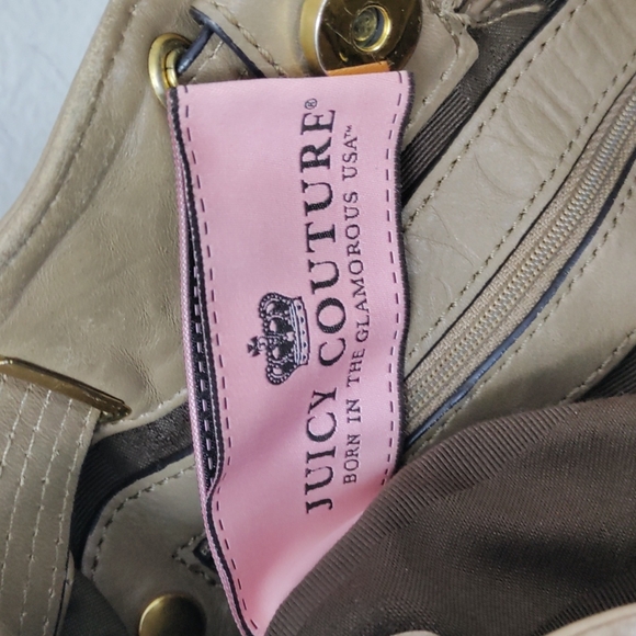 JUICY COUTURE Taupe Leather Satchel Shoulder Bag Handbag - Picture 12 of 12